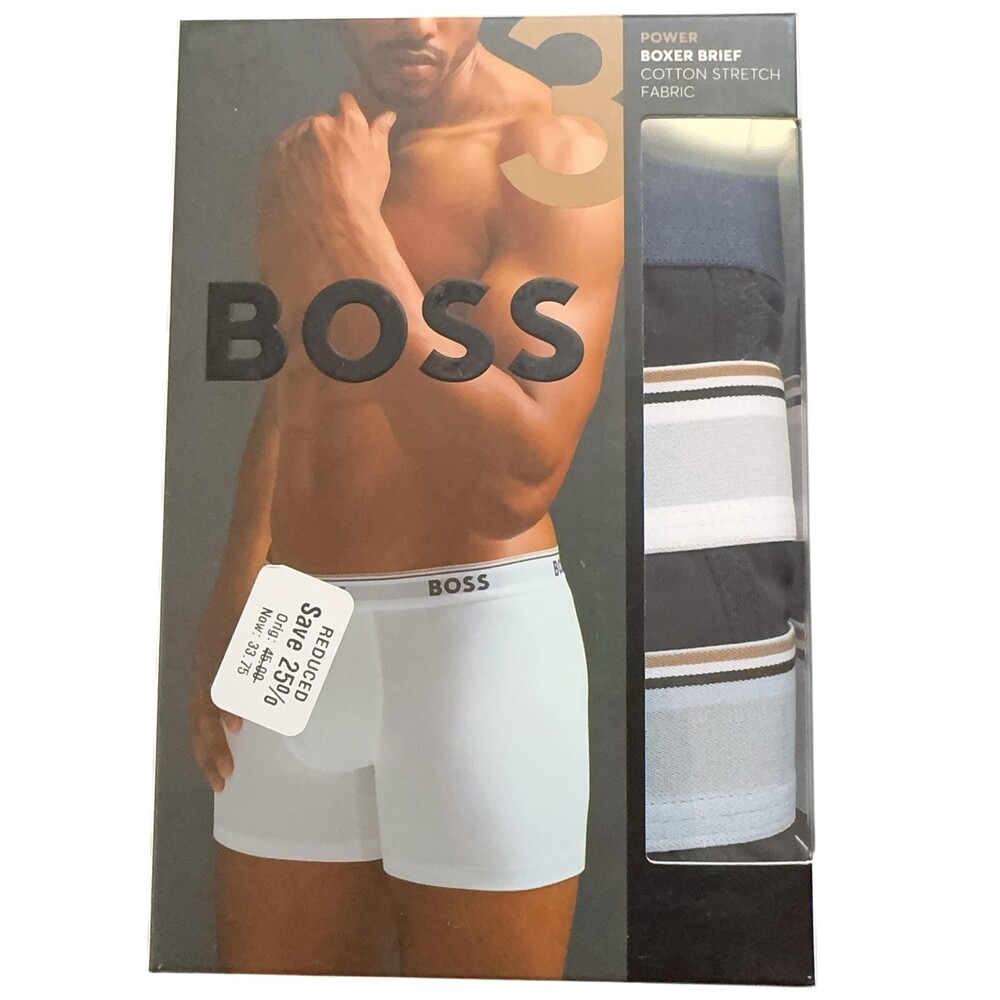 Boss Power Boxer Brief Underwear Mens Small Black Cotton Stretch 3 Pack
